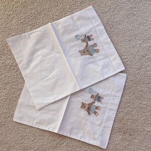 NWT Embroidered Bears Crib Pillowcases